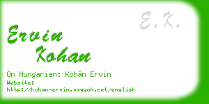 ervin kohan business card